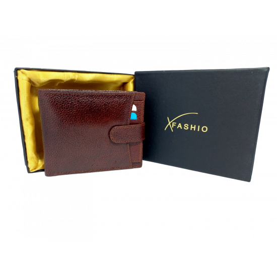 XFASHIO Genuine Leather Wallet for Men |- RFID Protected (Brown)
